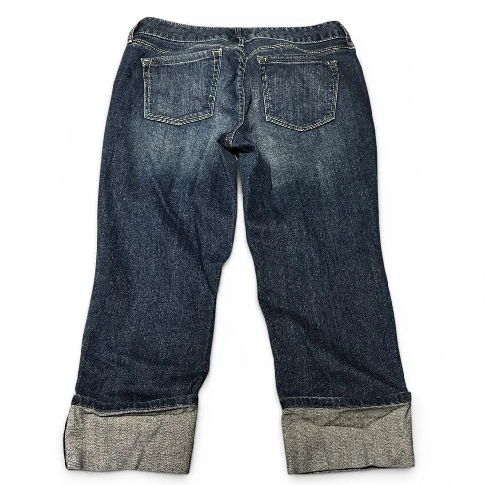 Banana Republic Petite Rolled Cuff Crop Capri Jeans Women's Size 4P Dark Wash